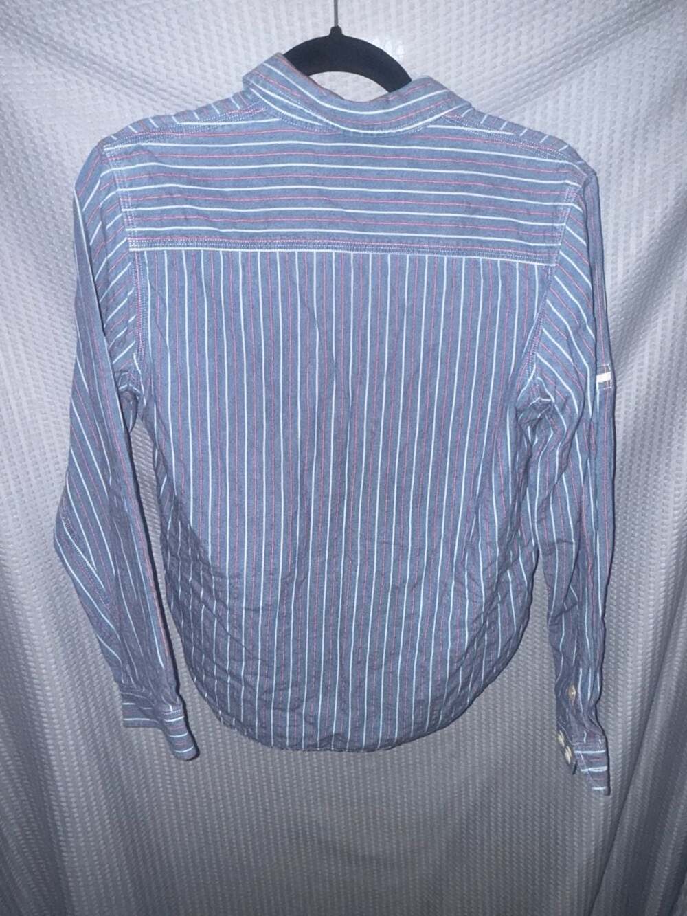 Lauren Jeans Co. Ralph Lauren Petite Blue and Red Striped Long Sleeve Button Dow - Picture 2 of 3